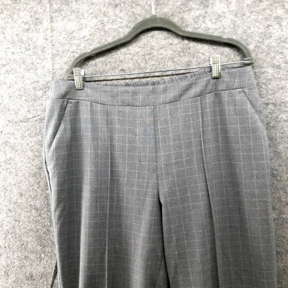 Nine West Relaxed Crop Dress Pants Womens XL Gray Windowpane Plaid Pull On - Picture 3 of 9